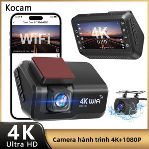 Camera Hành Trình Kocam 4K UHD Tích Hợp WiFi Camera Kép Trước Và Sau Tầm Nhìn Ban Đêm Giám Sát Đỗ Xe 24/7 Hộp Đen Xe Hơi Màu Đen