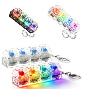 Hot Toys | 2026 New High-Transparency Four-Button Light-Emitting Stress-Relief Button Keychain Mechanical Keyboard Style Toy Pendant