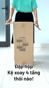 Kệ tròn đa năng 4 tầng xoay 360 độ Saigoncook có bánh xe di chuyển siêu tiện lợi