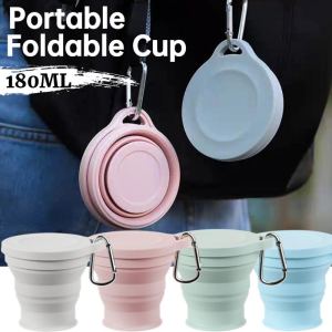 180ML Portable Collapsible Retractable Cup Travel Camping Silicone Cup Collapsible Cup /Portable Cup With Hooks