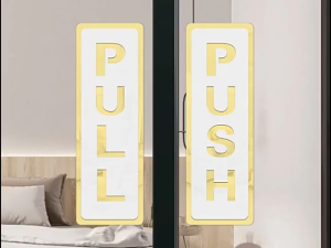 Acrylic Push and Pull Door Signage Self-Adhesive Push Pull Door Sign Plate for Hotel Restaurant Shop