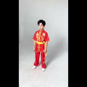 Kids Martial Arts Performance Wear Chinese Style Dragon Dance Drum Exercise Clothing Boys and Girls Opening Ceremony of Sports Meet Performance Costumes