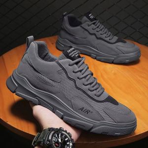 Hot Sale Men Korean Fashion Mesh Breathable Lace Up Sneakers Shoes Comfortable Flat Casual Rubber Sports Shoes For Men