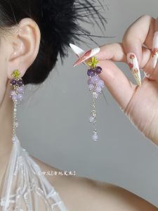 French Vintage S925 Silver Needle Grapefruit Tassel Earrings Bohemian Forest System Floral Design Womens Fashion Jewelry