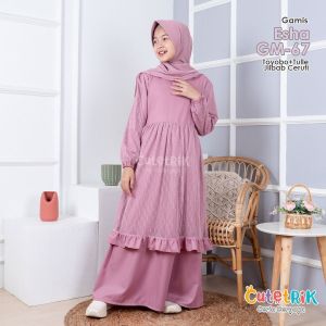 Gamis Anak Perempuan Terbaru New Cutetrik Brocade TulleSet Gamis Jilbab Ceruty
