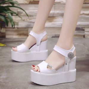 Giày Cao Gót Đế Xuồng Chống Thấm Nước Đế Cao Cấp Cho Nữ Mùa Hè Giày Cao Gót Đế Bằng Đế Cao Su Đế Cao Su Màu Trắng Đơn Giản Đa Năng