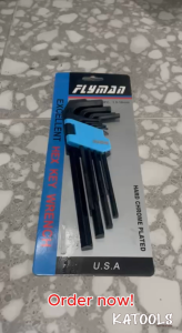 KATOOLS - Original FLYMAN Allen Key Wrench 9pcs Long 7 Inch Set (HEX BALLPOINT FLOWER)
