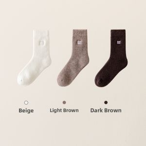 miiow | Womens Winter Thickened Woolen Socks Mid-calf Fleece Lined Warm Floor Long Socks Cat Person Brand Autumn Winter Style