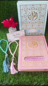 Al-Quran Hologram A5 Blok Warna Gratis Custom Nama Terjemah Latin Free Tasbih Mutiara Box Exclusive