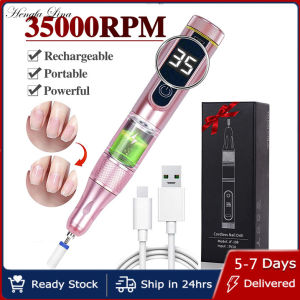 Hengfa Lina 35000RPM Rechargeable Nail Drill Machine Portable Drill Nail Cuticle E-File Nail Polisher Cordless Nail Drill Machine