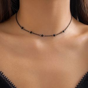 Ingemark Exquisite Elegant Black Crystal Chokers Necklace Women Minimalism Charm Clavicle Thin Chain 2026 New Year Jewelry Gifts