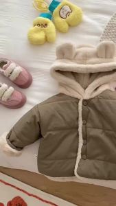 New baby Clothing Hooded Warm baby Girl Clothes Suitable for 0-3 Years Old baby Autumn Clothes Newborn Plus Velvet Cotton Clothe
