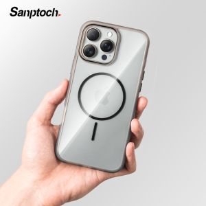 Sanptoch For Magsafe Ultra Slim Clear Phone Case For iPhone 16 15 14 13 Pro Max Matte TPU Edge+ Hard PC Back Cover For iPhone 16 15 14 Plus HD Transparent Protection Casing