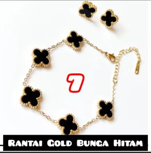 Gelang Motif bunga warna warni empat kelopak gelang titanium anti karat