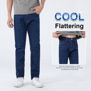 Mens Classic Dark Blue Light Business Jeans 2025 Autumn and Winter Trendy and Fashionable Straight Leg Long Pants Plus Size 38