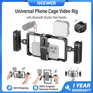 NEEWER Universal Phone Cage Video Rig with Bluetooth Shutter Side Handle Phone Camera Stabilizer for iPhone Samsung Xiaomi VIVO OPPO Video Recording Vlog PA009E