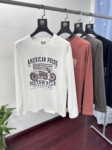 Áo Thun Nam Cổ Tròn in Họa Tiết Mùa Thu 2025 Tay Dài Cotton Thoáng Khí Phong Cách Retro Thường Ngày