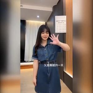 COD  Gaun Denim Wanita Saiz Besar Rok a Baru Wanita Musim Panas Rok Kelihatan Kurus Gadis Gemuk  CNN