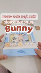Hộp 5 Khăn Sữa Sắc Màu Sợi Tre BamBooo KidMart Bunny Mềm Mịn Cho Làn Da Của Bé Đa Năng Rửa Mặt Tắm Cho Bé Sơ Sinh Kích Thước 30x30cm