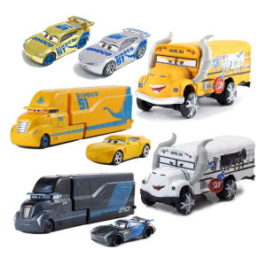 Takara Tomy | Disney Pixar Cars 3 Truck Set Lightning McQueen Storm Jackson Transport Truck Racing Die-Cast Vehicle Model Car Kids Toys Gifts