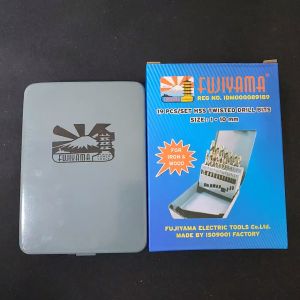 Fujiyama Mata Bor Set Besi dan Kayu HSS 1-10 mm isi 19 pcs