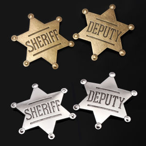 Sheriff Badge Brooch Six-pointed Star Police Vest Badge Pin for Women Men Lapel Pins Jewelry