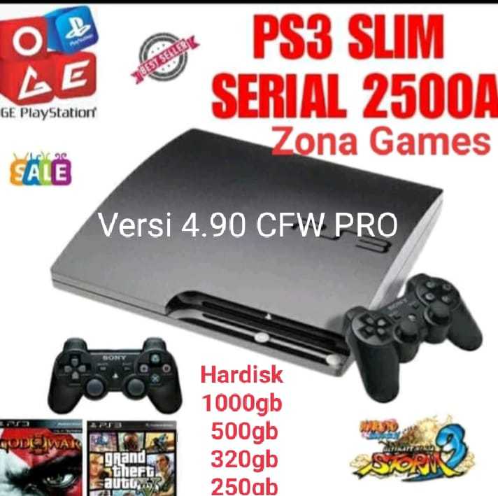 PS3 Slim Seri 25xx CFW Asli 1TB 500GB 250GB 320GB 160GB Versi