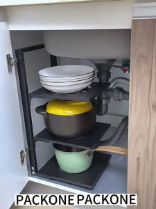 Pot rack storage rack under kitchen sink adjustable countertop stainless steel rack multifunctional rack