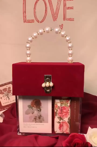 Kotak Hadiah Tote Transparan / Tas Kotak Hadiah Akrilik Tote Bambu Imitasi Retro