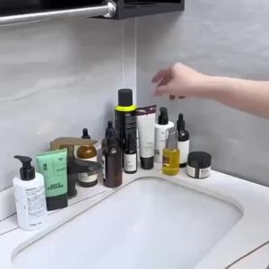 No-Drill Heavy-Duty 3pcs Bathroom Corner Shelf Set Waterproof Plastic Wall-Mounted Organizer for Toiletries & Shower Gel Storag