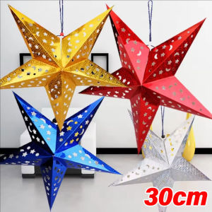 YESPERY 30cm Large Christmas Star Pendant Laser Pentagram Hanging Decor Home Party Festival Ceiling Decorative Pendant