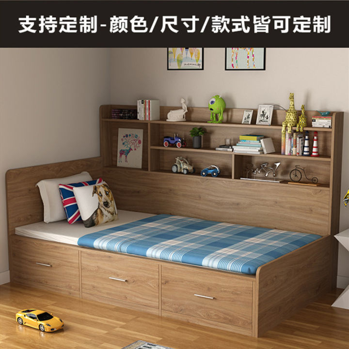 Single Bed with Drawer Modern Minimalist Small Apartment Solid Wood