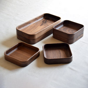 Walnut Wooden Snack Serving Tray Stackable