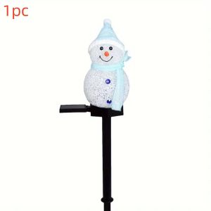 1PC Christmas Snowman Stake Lights Outdoor Waterproof Lawn Lights Solar Powered For Home Lawn Yard Patio Holiday Xmas Decoration