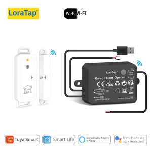 Tuya Smart Life โรงรถประตู Controller แห้งสวิทช์เซ็นเซอร์ประตูไร้สายคําเตือนความปลอดภัยสนับสนุน Google Alexa
