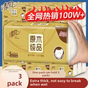 Clear Wind Wooden Pulp Gold Wrapped 3 Layer 100 Draw Box Whole Pack Tissue Paper Handkerchief Affordable Household Tissue