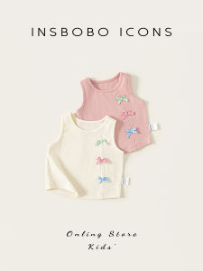 INSbobo Baby Vest Summer New 2025 Cotton Knitted Girls Top Infant Toddler Shirt Korean Style round Neck Sleeveless Clothes