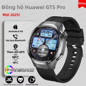 Đồng Hồ Thông Minh GPS GT5 Pro Dành Cho Nam Màn Hình AMOLED 360*360 Hỗ Trợ NFC Gọi Bluetooth Chống Nước Theo Dõi Sức Khỏe Tích Hợp La Bàn Theo Dõi Thể Dục