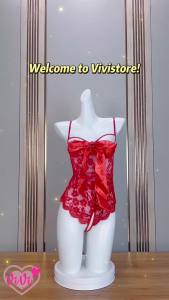 Vivi Plus Size Open Crotch Lingerie Lace Ribbon Bodycon Nightwear Baju Tidur Malam Wanita 大码蕾丝修身开档连身裤