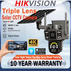 HIKVISION Three lens Solar CCTV Camera 4G/WIFI Outdoor Waterproof Surveillance Color Night Vision Auto Human Detection Two-Way Audio IP Security Cameras