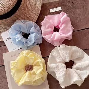 Dây Buộc Tóc Thun Chất Liệu Vải Seersucker Siêu Mềm Mại Kiểu Dáng Thời Trang Dành Cho Nữ Chất Liệu Polyester Thích Hợp Đi Du Lịch.