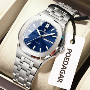POEDAGAR Square Woman Watch Date Week Waterproof Luminous Ladies Watch Stainless Steel Quartz Fashion Womens Watches Reloj Gift