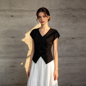 PIAOYA | Slimming Luxury Black T-Shirt