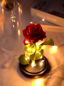 Led Light Eternal Rose Lamp Christmas Light Glass Dome Galaxy Rose Valentines Gift