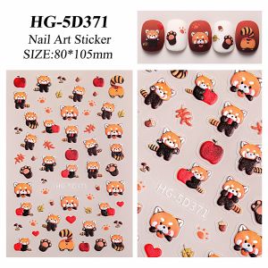 Cute Cartoon Bear Cat Dog Nail Art Stickers 5D Stereo Decoration Adorable Durable Easy to Apply Indi Beauty Tools