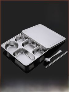Stainless Steel 304 Food Grade Lunch Box Compartment Fast Food Tray Separation for Office Workers School Use Dining Hall