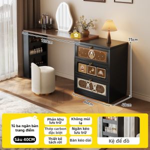 MEISD | Bàn Trang Điểm Màu Kem Vintage Gập Được Đơn Giản