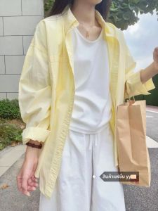เสื้อเชิ้ตแขนยาวหลวมๆ สำหรับผู้หญิง ฤดูหนาว 2025 ทรงปกติ ปกโปโล ป้องกันแสงแดด ป้องกันริ้วรอย ผ้าฝ้ายผสมโพลีเอสเตอร์