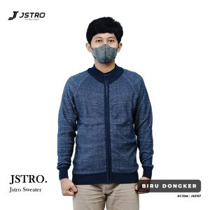 Jstro Sweater Rajut Biru Dongker Polos