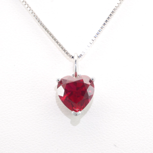 Multi-Color Heart Shape Ruby and Sapphire Pendant Necklace for Women Red & Pink & Rose Red & Royal Blue & Cornflower Blue S925 Sterling Silver